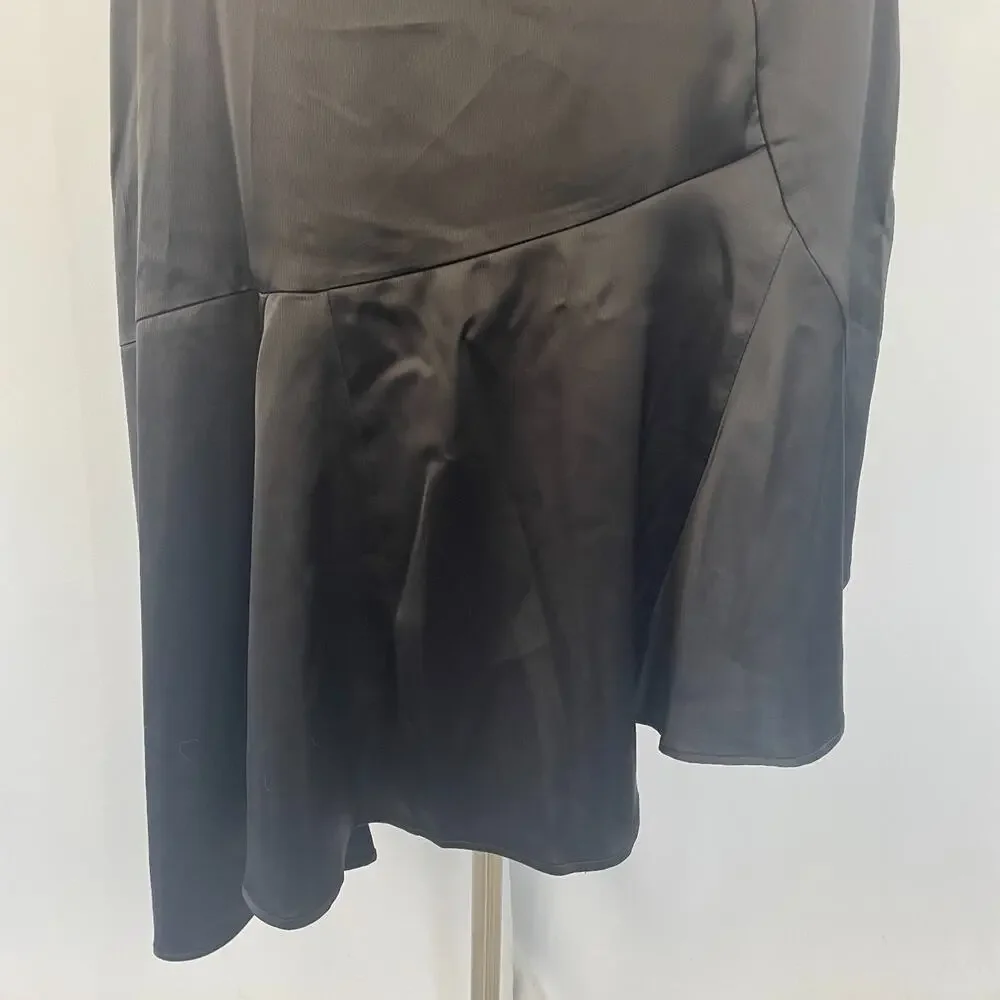 Y2K Skirt Size XL Black Satin Asymmetrical Party Fairy Grunge Whimsigoth Minimal
